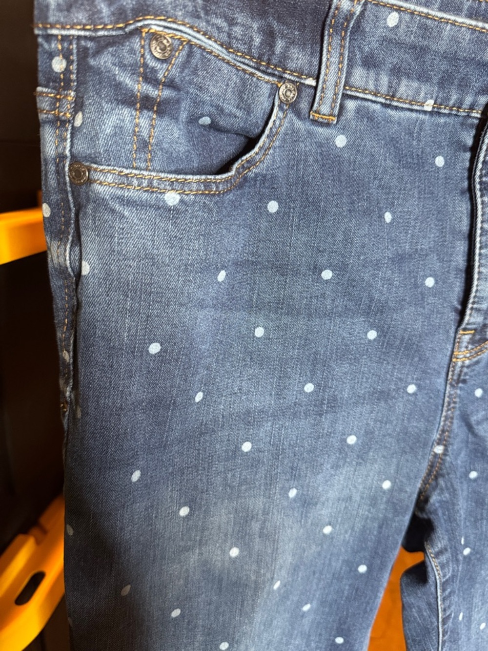 Talbots Simply Flattering Ankle Jeans Size 14 Polka Dot Stretch Denim Straight - Picture 5 of 7